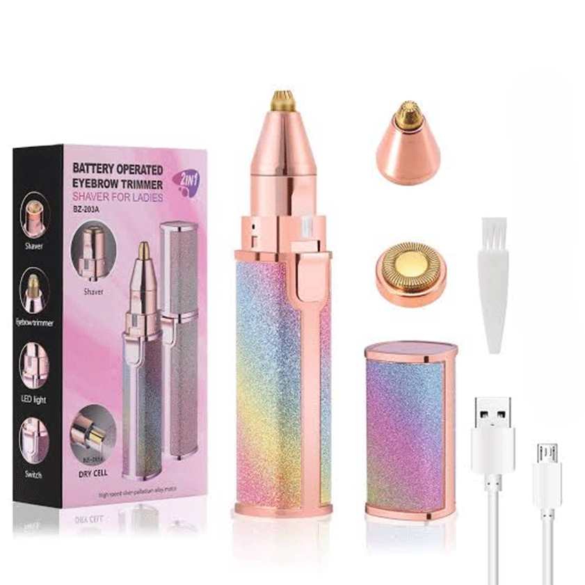 2 In 1 Rechargeable Flawless Eyebrow Hair Remover & Facial Hair Trimmer